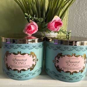 Bath & Body Works Blue and Pink Candle Holder Accents